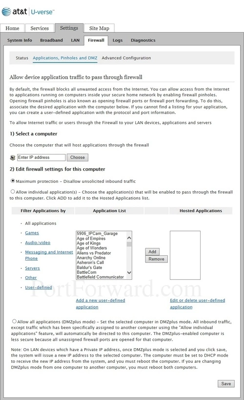 Pace Plc 3800HGV-B Applications Pinholes and DMZ