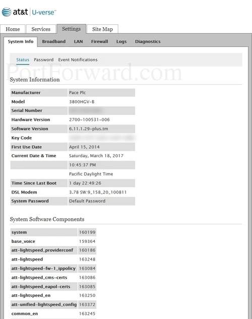 Pace Plc 3800HGV-B System Info