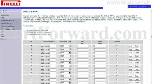 Pirelli VoIP_AG_v1-t_AnnexA-OT port forward