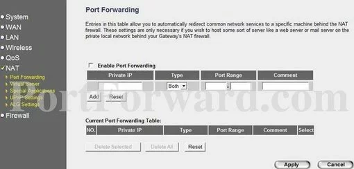 Qubs QAR40X04E port forward