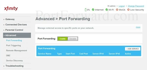 Scientific Atlanta DPC3941T Port Forwarding