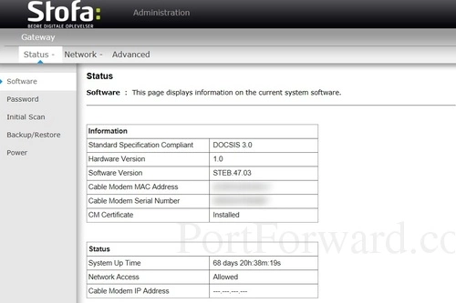 Technicolor TC7230 Software Status