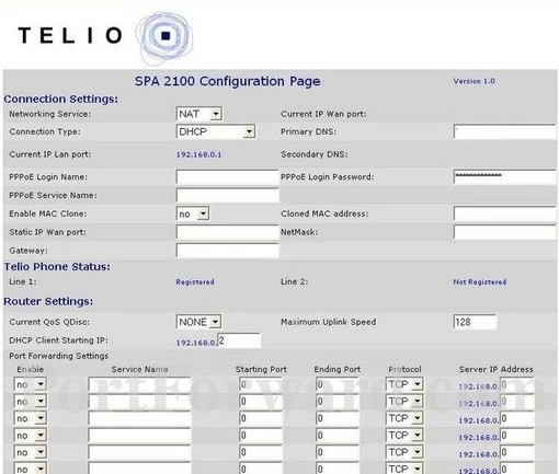 Telio SPA2100 port forward