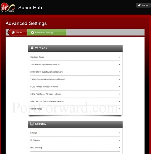 Virgin Media Super Hub 2ac Advanced Settings