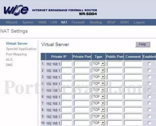 Wise WR-5004 port forward