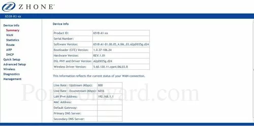 Zhone 6518-A1-xx Device Info